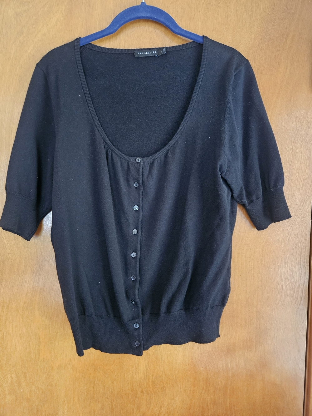 The Limited Black Scoop Neck Button-Down Top